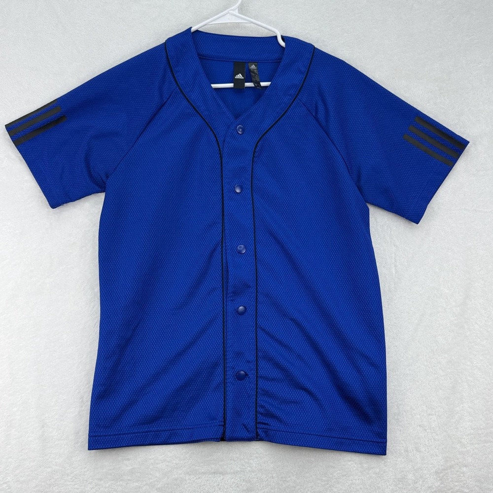 Adidas Shirt Mens Small Three Stripe‎ Life Baseball Jersey Athletic Button Up